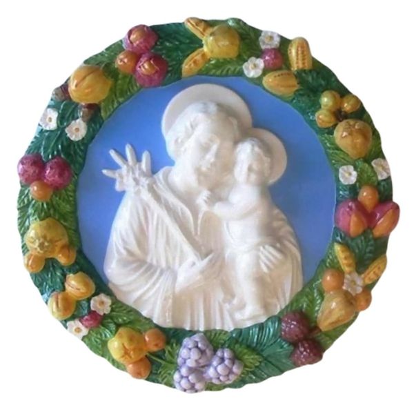 Picture of Saint Joseph 38 cm (15 inch) Deruta glazed ceramic wall tondo