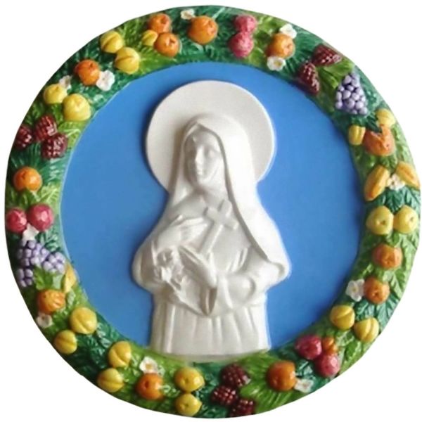Imagen de Santa Rita de Casia Tondo de pared 25 cm cerámica Robbiana