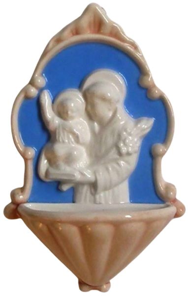 Immagine di Sant’ Antonio Acquasantiera 20 cm ceramica Luca della Robbia