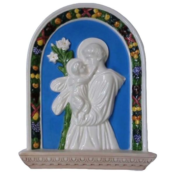 Picture of St. Anthony 33x26 cm (13x10,2 inch) Della Robbia ceramic wall panel
