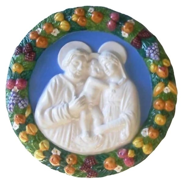 Imagen de Sagrada Familia Tondo de muro 25 cm cerámica Luca della Robbia