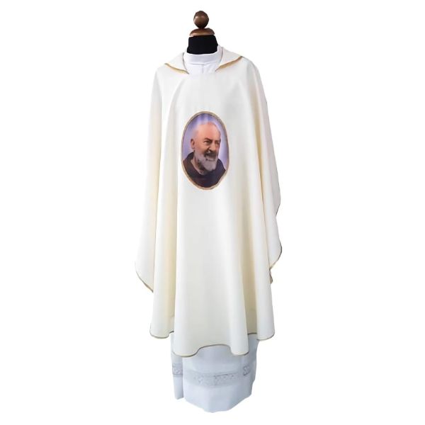 Picture of Chasuble | Square roll collar | Padre Pio | Polyester