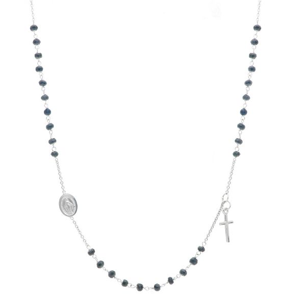 Picture of Men's Rosary Necklace gr 4,6 white gold 18k and black onyx