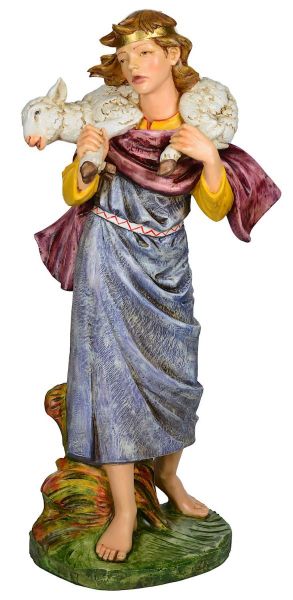 Immagine di Pastore con Pecora statua Presepe Euromarchi 110 cm in resina grande da esterno