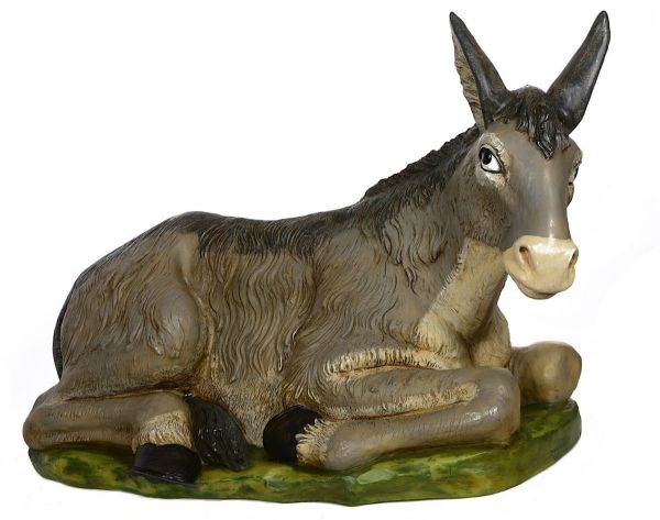 Immagine di Asino statua Presepe Euromarchi 110 cm in plastica grande da esterno