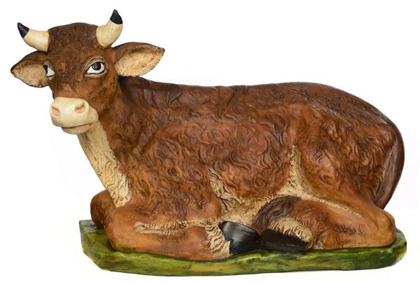 Immagine di Bue statua Presepe Euromarchi 110 cm in plastica grande da esterno