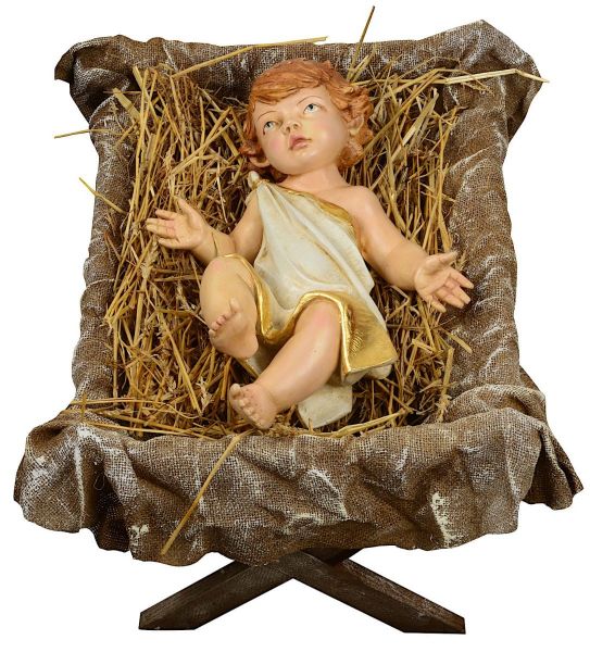 Immagine di Gesù Bambino in culla Presepe Euromarchi 95 cm in resina da esterno