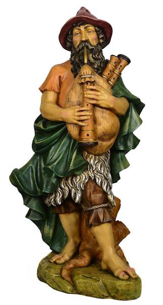 Immagine di Pastore con Zampogna statua Presepe Euromarchi 95 cm in resina da esterno