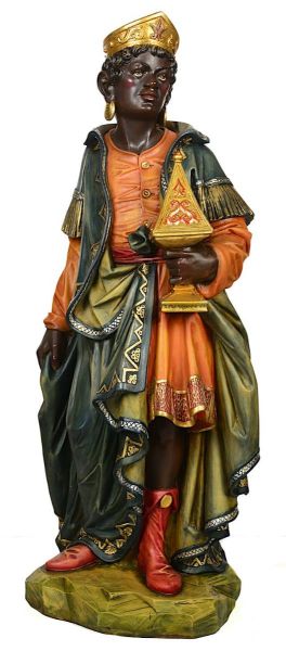 Immagine di Re Magio Moro statua Presepe Euromarchi 95 cm in resina da esterno