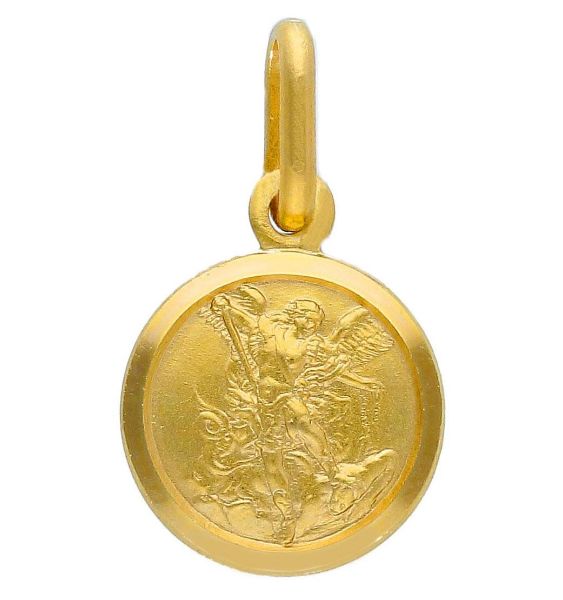 Imagen de San Miguel Arcángel Medalla Sagrada Colgante redonda Acuñación gr 1,5 Oro amarillo 18kt Unisex para Mujer y Hombre