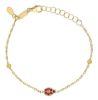 Imagen de Pulsera de Bautizo Mariquita oro amarillo 18k y piedras | 12+2 cm