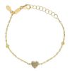Imagen de Pulsera de Bautizo Corazones oro amarillo 18k circones | 12+2 cm
