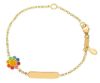 Immagine di Bracciale Battesimo bimba Fiore e Arcobaleno oro 18k smalto | Tag | 12+2 cm 