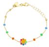 Immagine di Bracciale Battesimo bimba Fiore oro giallo 18k e smalto | 12+2 cm 