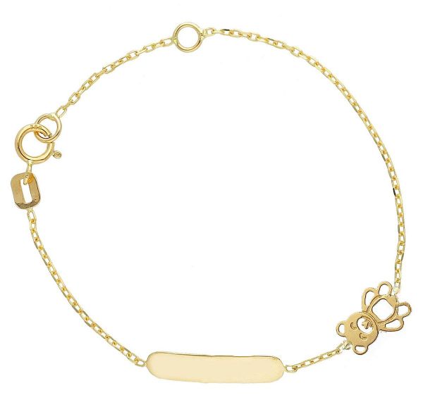 Immagine di Bracciale Battesimo Orsetto oro giallo 18k | Tag | 12+2 cm 