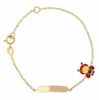 Imagen de Pulsera de Bautizo Mariquita oro 18k esmalte | Tag | 14 cm