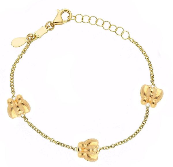 Immagine di Bracciale Battesimo bimba Farfalle oro giallo 18k | 14 cm 