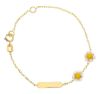 Immagine di Bracciale Battesimo bimba Fiori oro giallo 18k smalto | Tag | 14 cm 