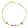 Immagine di Bracciale Battesimo bimba Libellula e Fiore oro giallo 18k e smalto | 14 cm 