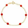 Immagine di Bracciale Battesimo bimba oro giallo 18k e corallo | 14 cm 