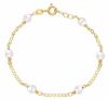 Immagine di Bracciale Battesimo bimba oro giallo 18k e perle | 14 cm 