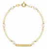 Immagine di Bracciale Battesimo bimba oro giallo 18k perle | Tag | 14 cm 