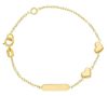 Imagen de Pulsera de Bautizo Corazones oro 18k | Tag personalizado | 14,5 cm
