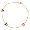 Immagine di Bracciale Battesimo bimba Farfalle oro giallo 18k e smalto | 14+2 cm 