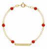 Immagine di Bracciale Battesimo bimba oro giallo 18k corallo | Tag | 15,5 cm 