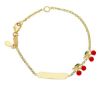 Immagine di Bracciale Battesimo bimba Ciliegie oro giallo 18k smalto | Tag | 12+2 cm