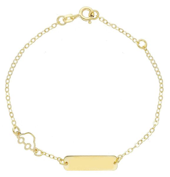 Picture of 9k yellow gold Car Christening Bracelet | Custom Tag | 14+2 cm