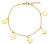 Immagine di Bracciale Battesimo bimba 5 charms porta Fortuna oro giallo 18k | 16+2 cm 