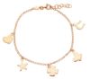 Immagine di Bracciale Battesimo bimba 5 charms porta Fortuna oro rosa 18k | 16+2 cm 
