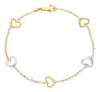 Immagine di Bracciale Battesimo bimba Cuori oro bicolor 18k | 16+2 cm