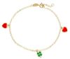 Imagen de Pulsera de Bautizo niña Corazón y Trébol de 4 hojas oro 18k | 17+2 cm