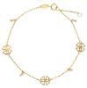 Picture of 9k yellow gold 4-leaf Clover & spheres Christening Bracelet for Girls | 17+2 cm