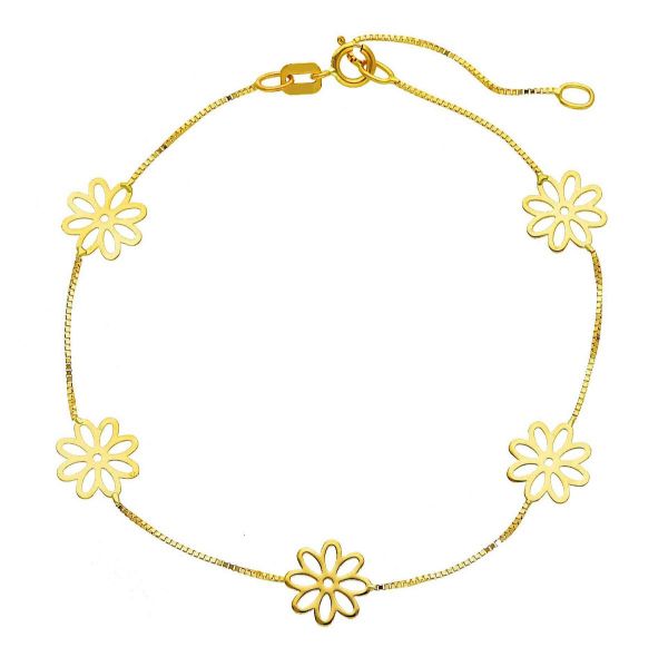 Immagine di Bracciale Battesimo bimba Fiore oro giallo 18k | 16+3 cm