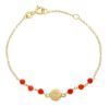 Immagine di Bracciale Battesimo bimba Angelo custode oro giallo 18k corallo | 18 cm 
