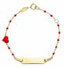 Picture of Enamel Heart Christening Bracelet | 9k gold | Custom Tag | 14 cm