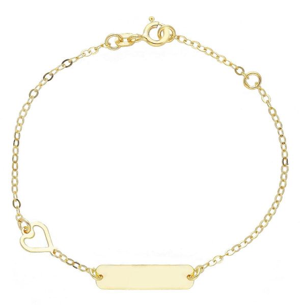 Immagine di Bracciale Battesimo bimba Cuore oro giallo 9k | Tag | 14+2 cm 