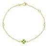 Immagine di Bracciale Battesimo bimba Quadrifoglio oro giallo 9k e smalto | 14+2 cm 