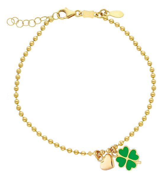 Immagine di Bracciale Battesimo bimba Quadrifoglio oro giallo 18k | 16 cm 