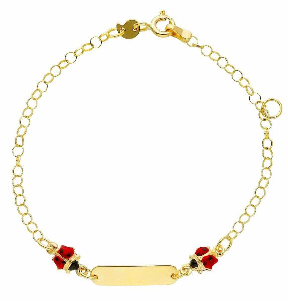 Immagine di Bracciale Battesimo bimba Coccinella oro giallo 9k smalto | Tag