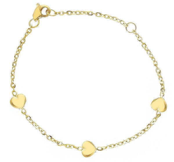 Immagine di Bracciale Battesimo bimba Cuore oro giallo 9k | 12+3 cm