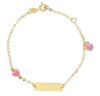 Immagine di Bracciale Battesimo bimba Cuori oro giallo 9k smalto | Tag | 14+2 cm