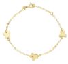 Picture of 9k yellow gold Butterflies Christening Bracelet for Girls | 14+2 cm