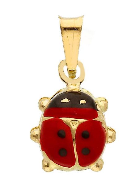 Immagine di Ciondolo Battesimo bimba Coccinella oro giallo 18k e smalto