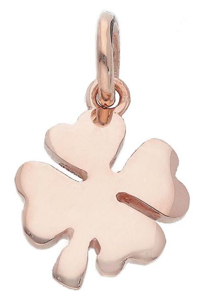 Immagine di Ciondolo Battesimo bimba Quadrifoglio grande oro massiccio rosa 18k 