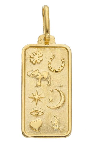 Immagine di Ciondolo Battesimo della Fortuna oro massiccio giallo 18k | Tag 