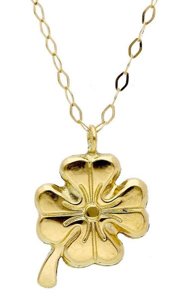 Imagen de Gargantilla de Bautizo Trébol de 4 hojas oro amarillo 18k | 45 cm 